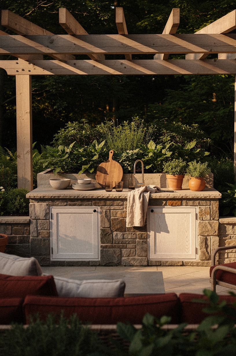 Build a pergola over the stone run