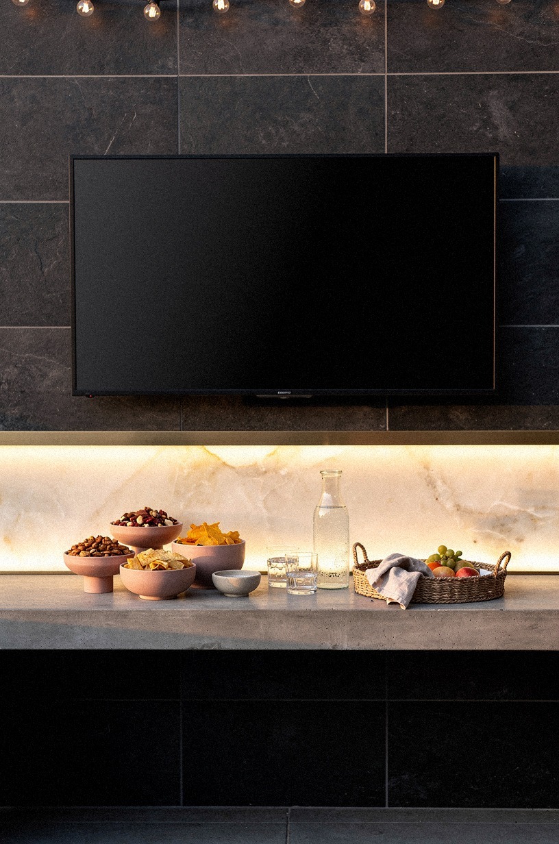 Pour a concrete ledge for game snacks