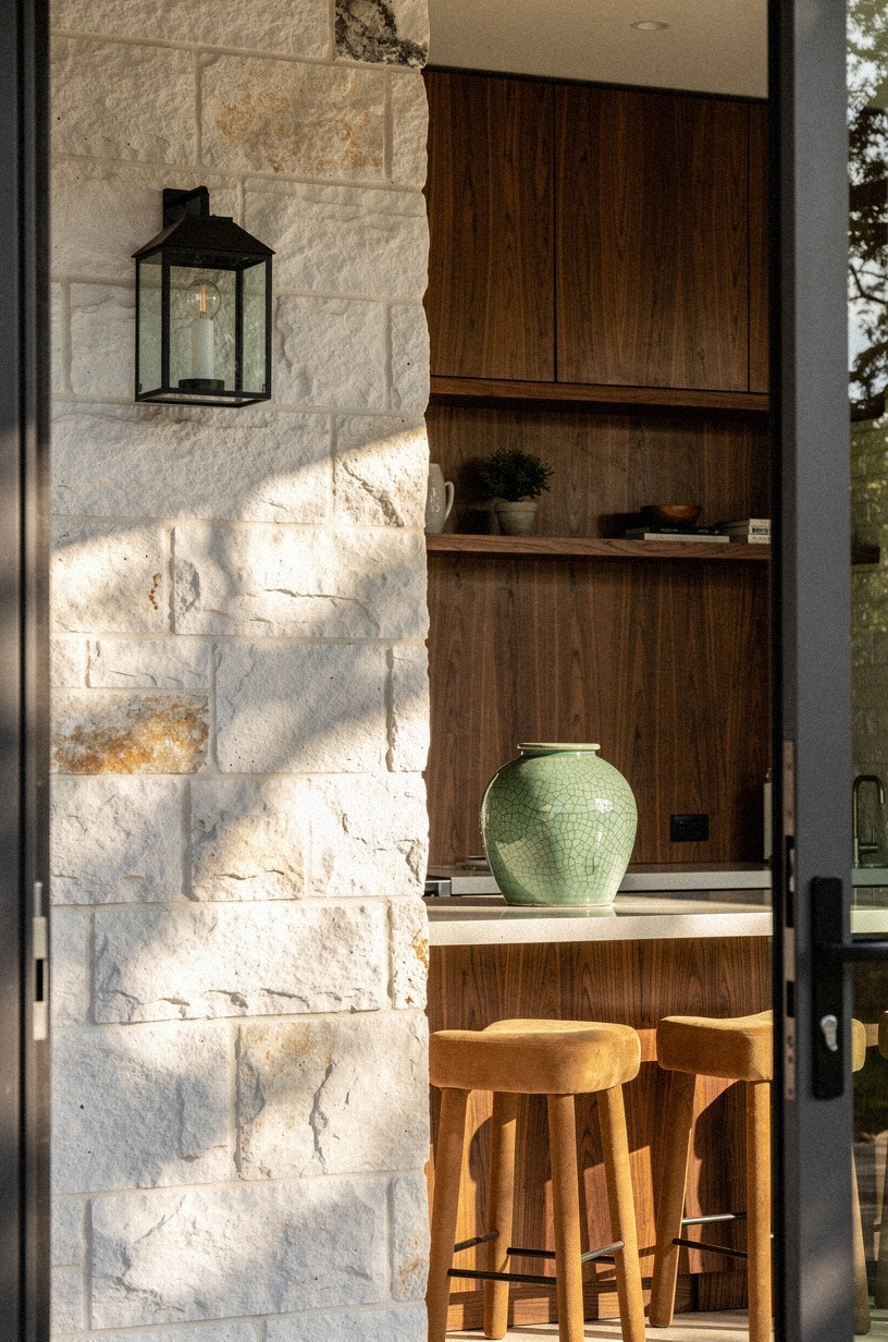 Finish with lanterns above the cooking wall
