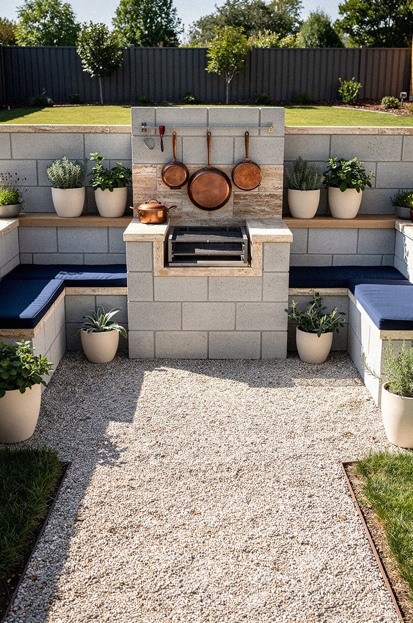 Finish with gravel paths around the kitchen