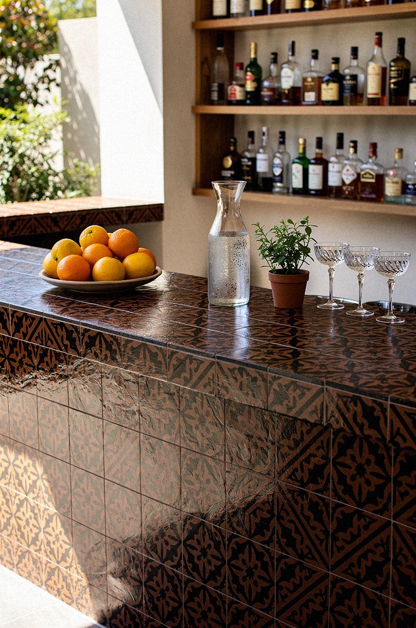 build around Nero Marquina black marble if you want pattern and grip