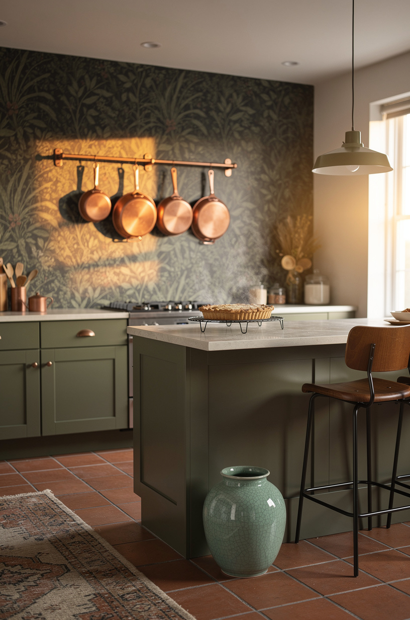 Choose <strong>moody botanical wallpaper</strong> for a single accent wall