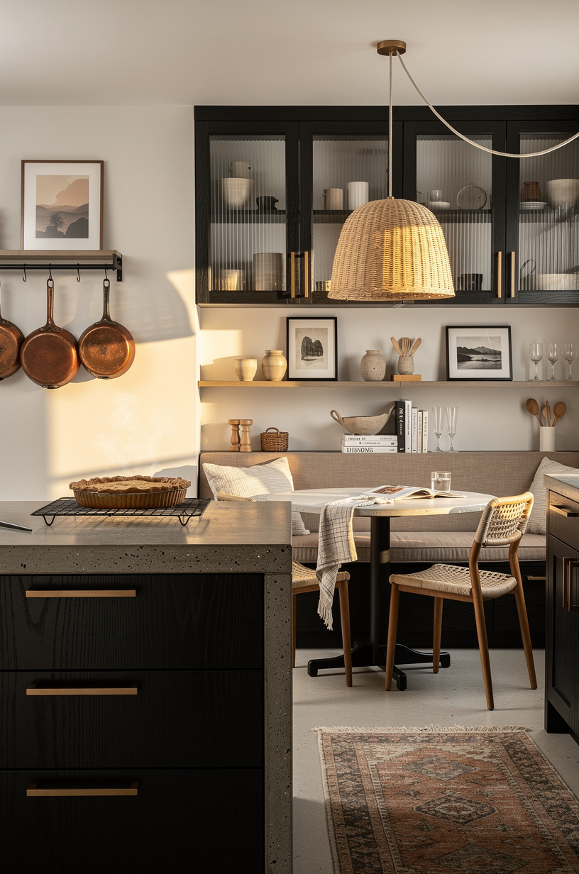 Hang a <strong>wicker pendant</strong> over the breakfast nook