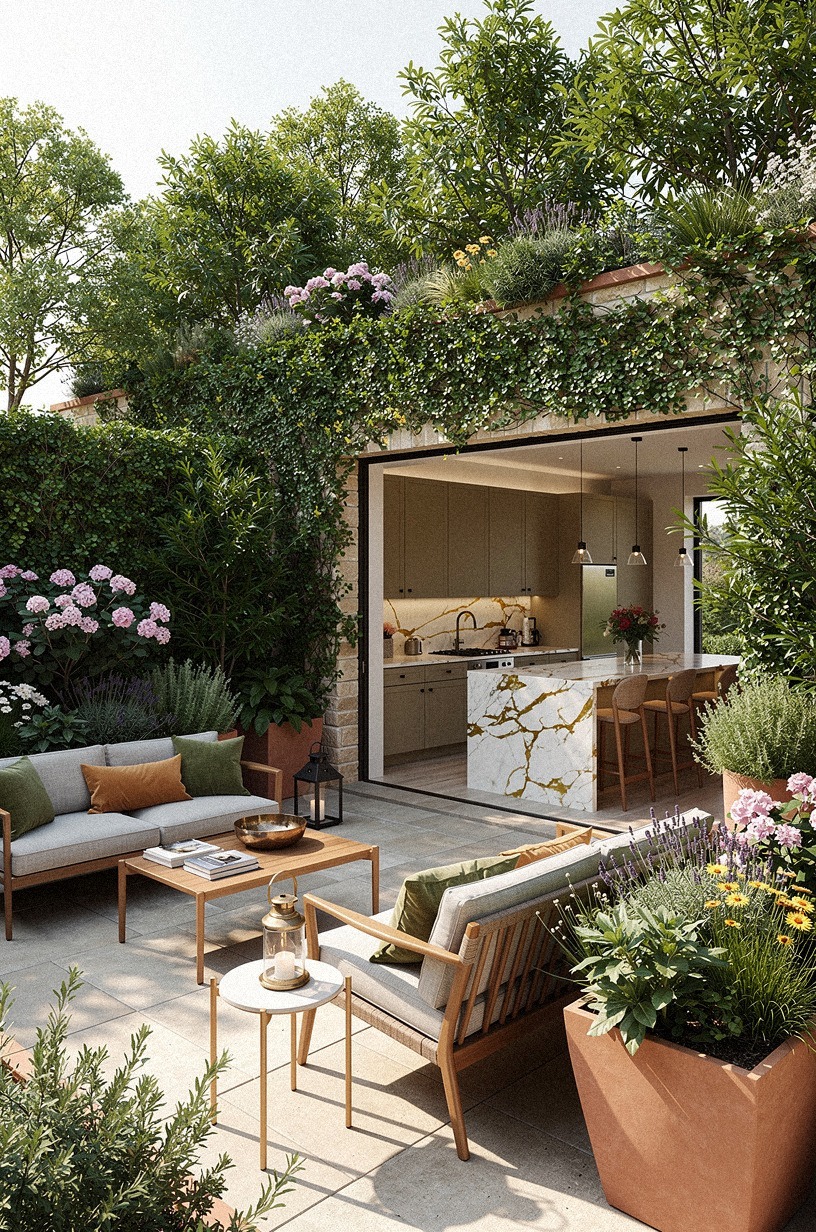 Plant the perimeter for scent, color, and privacy