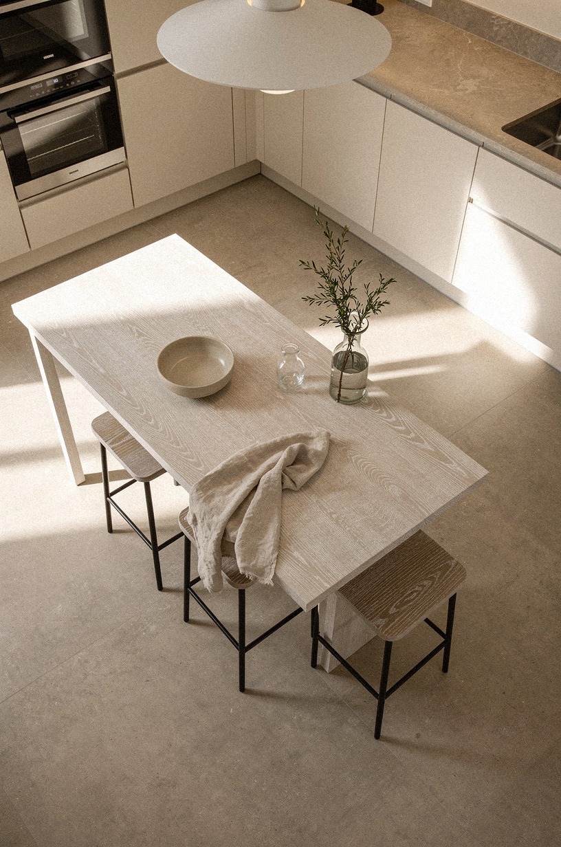 The Slim Console with Stools Tucked Under
