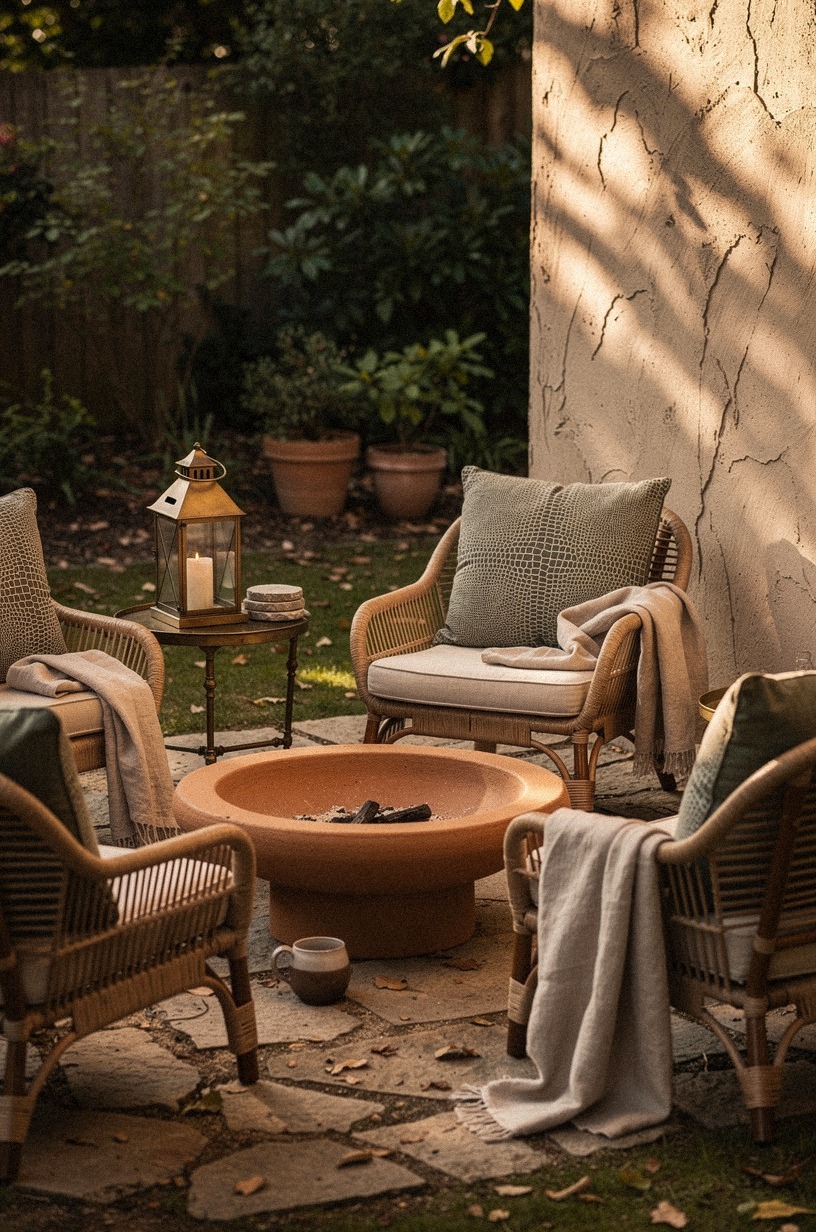 Step into the seating circle from a gravel path