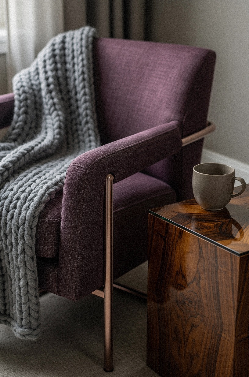 Drape a chunky knit throw over the armrest, not the seat