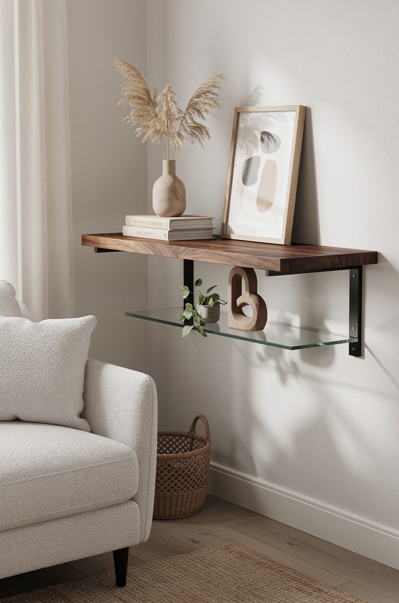 Mix the materials (wood, metal, glass)