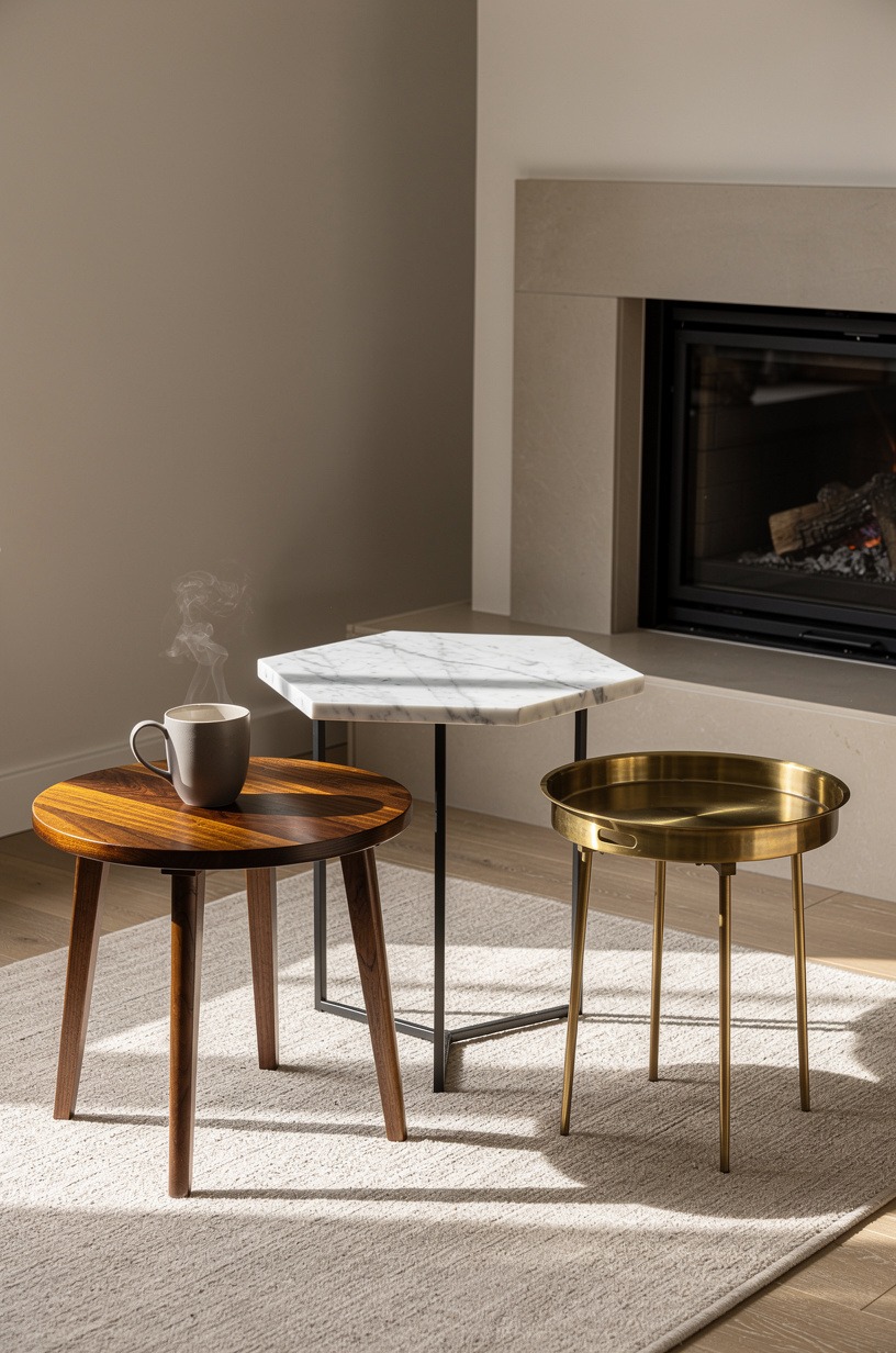 The side table cluster instead of one big coffee table