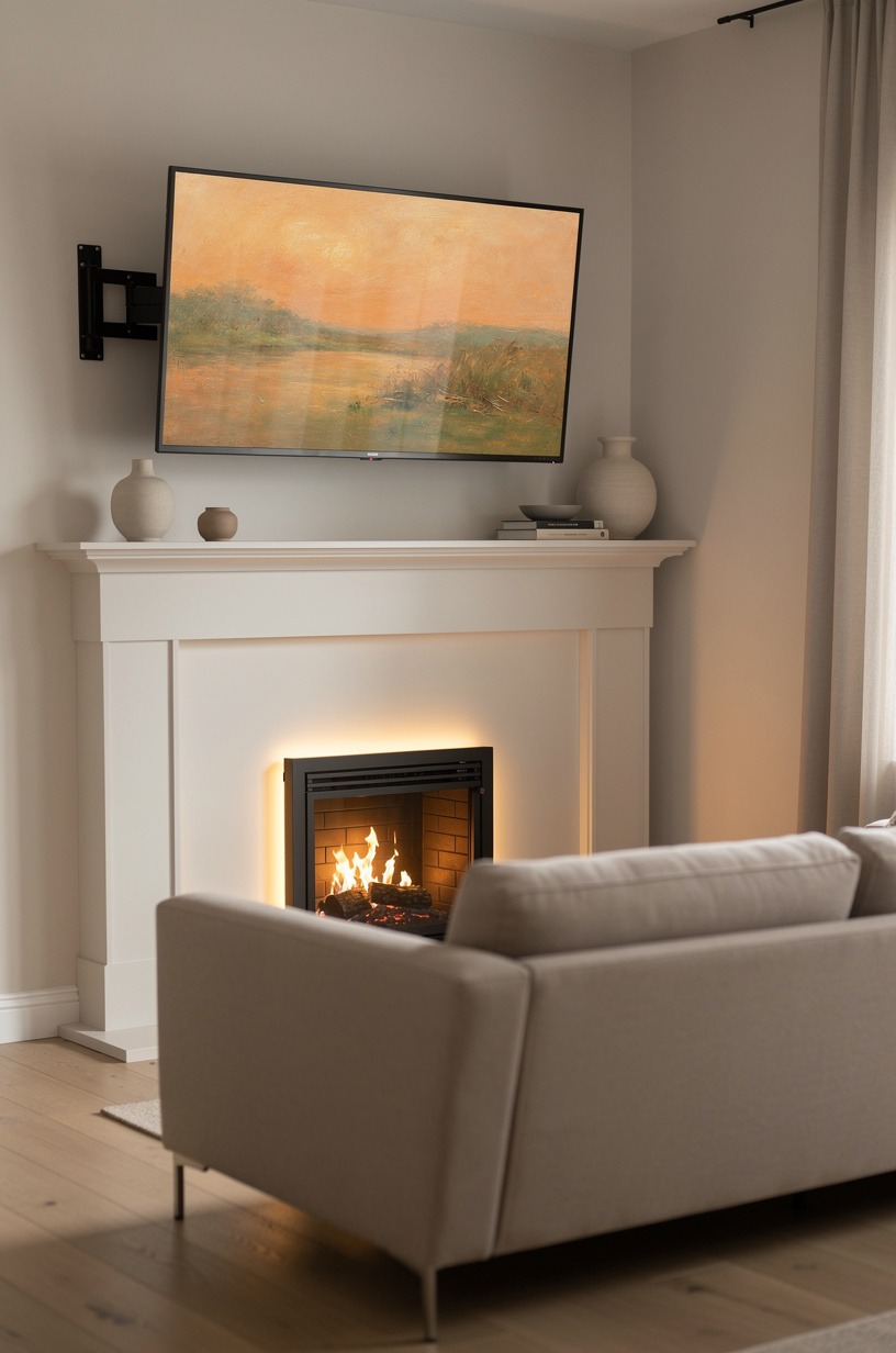 The TV-above-fireplace compromise