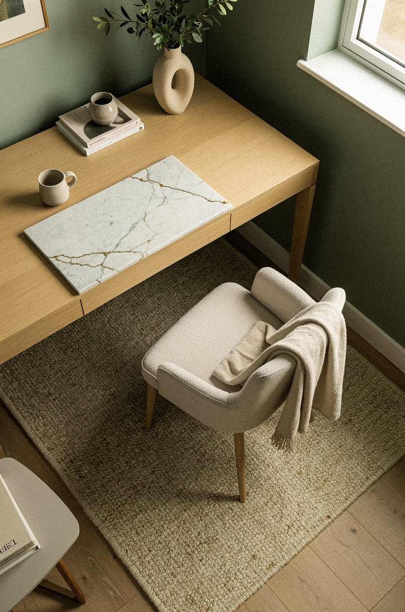 add a small rug to anchor the corner zone