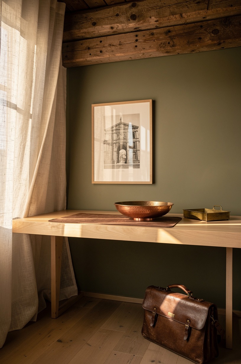 float a thick desk surface on simple brackets