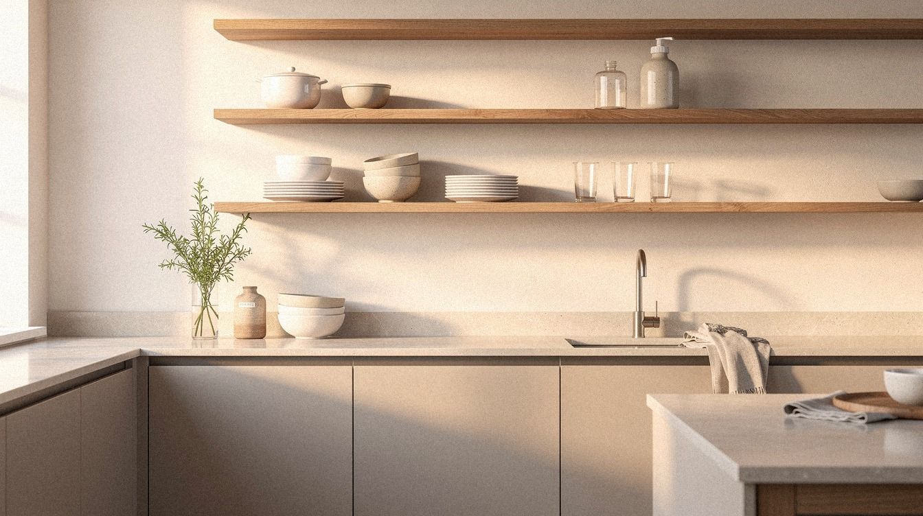 How to Use Open Shelving Kitchen Ideas Without Upper Cabinets