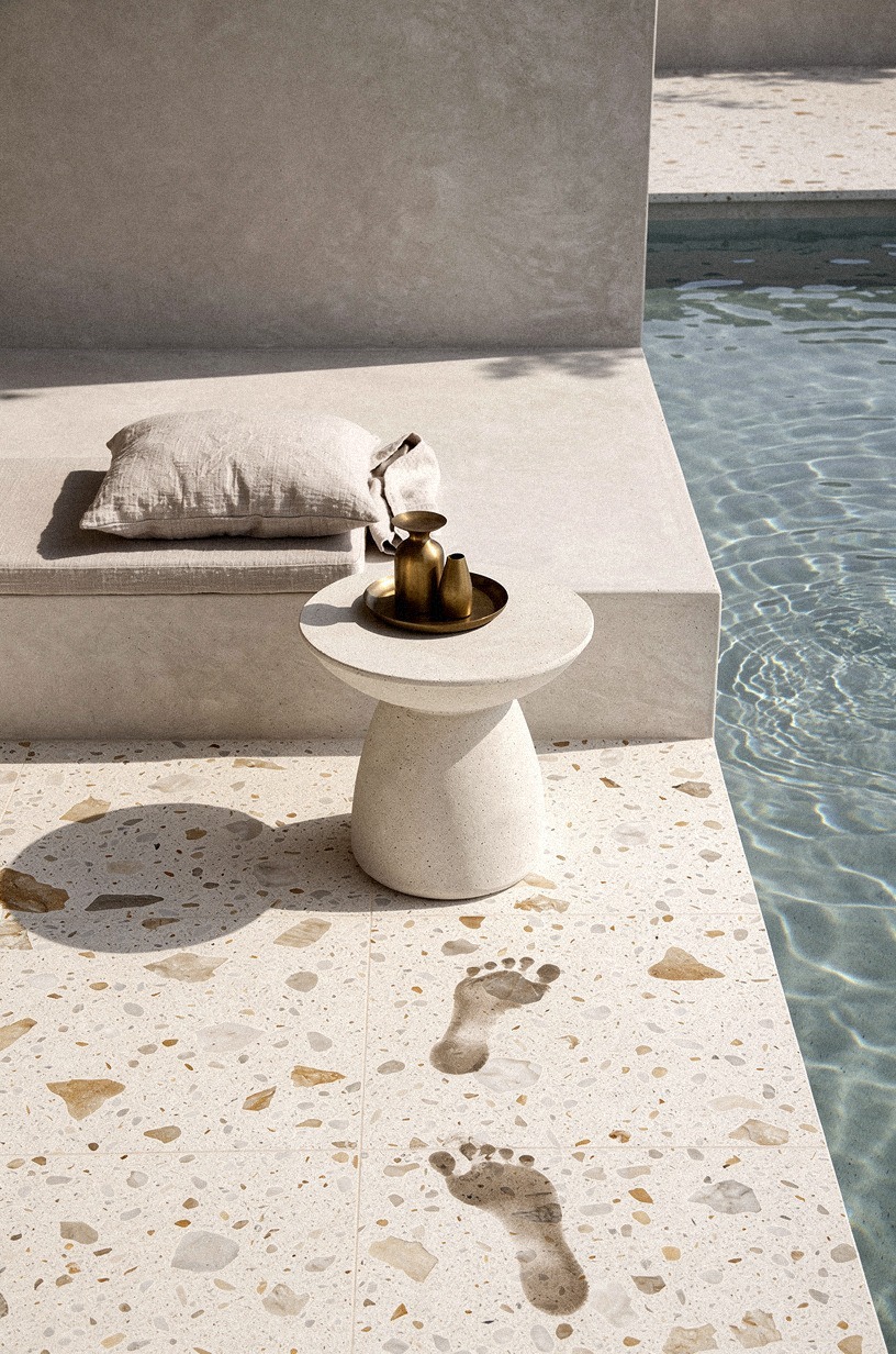 Anchor the space with a plaster side table