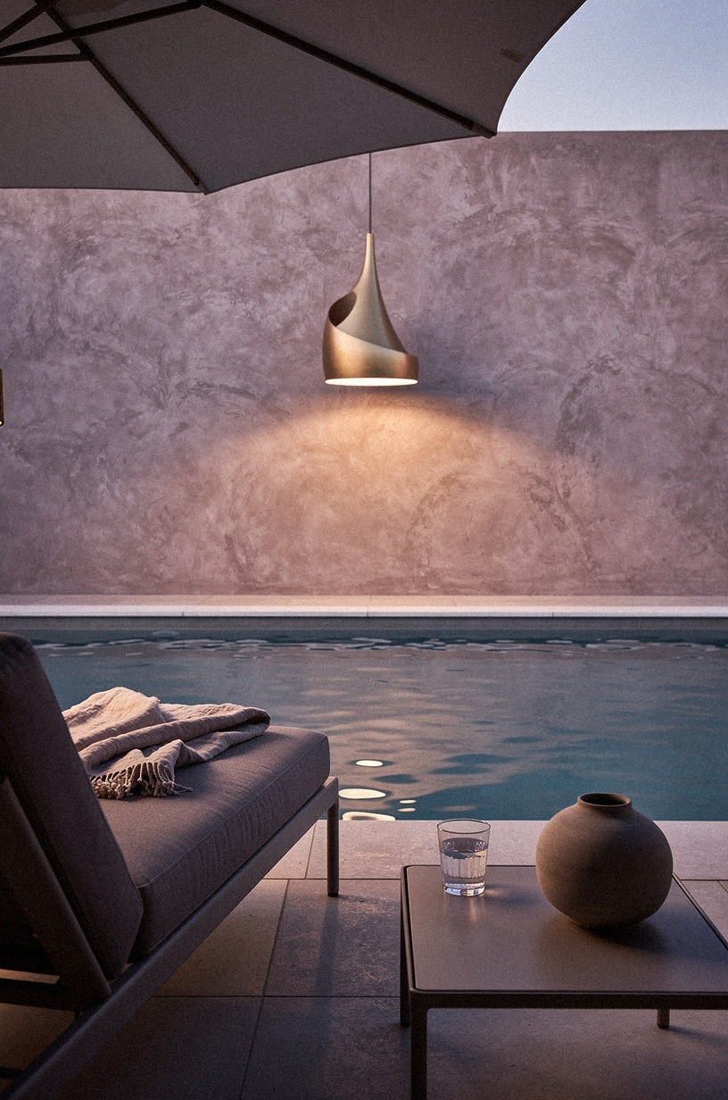 Hang a single pendant over the water