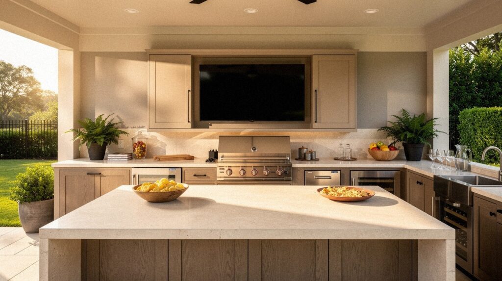 I Built a Game-Day Patio Kitchen, This TV Wall Fixed Everything