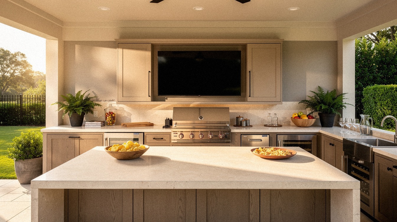 I Built a Game-Day Patio Kitchen, This TV Wall Fixed Everything