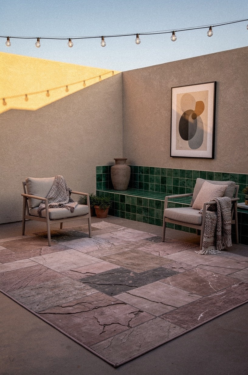 Lay a rug that pretends it's stone
