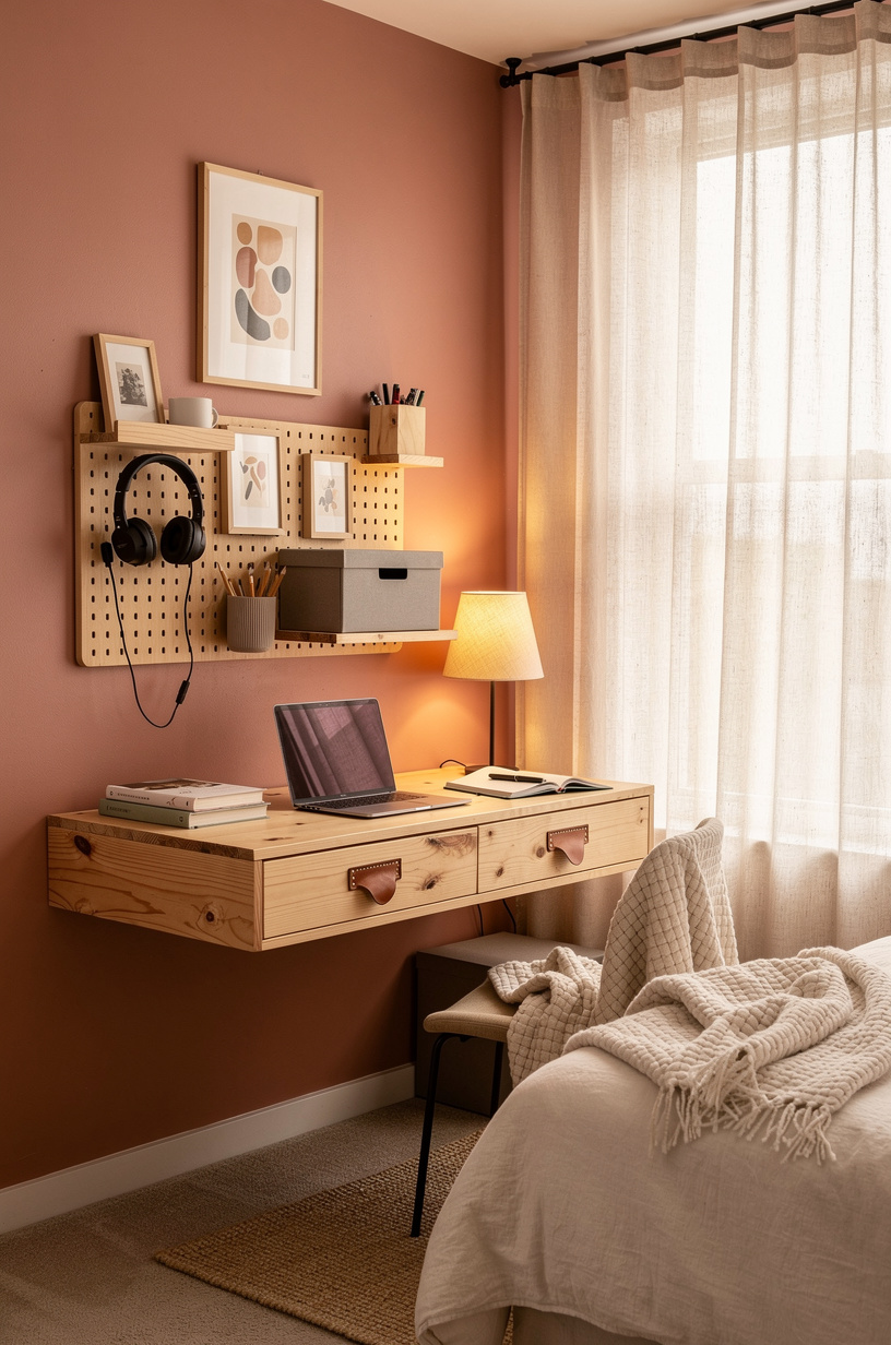 Float a Wall-Mounted Desk to Free the Floor