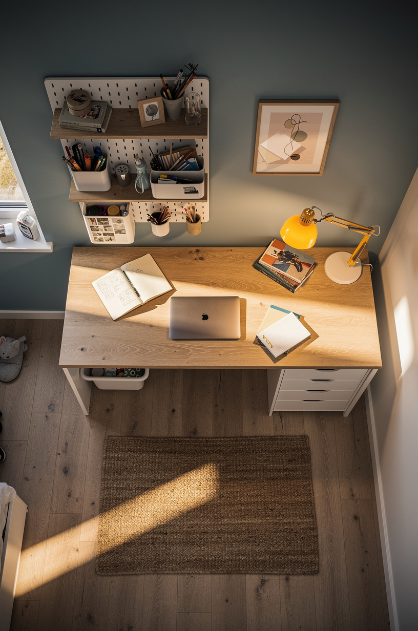 Stack a Pegboard Above the Desk for Visual Interest