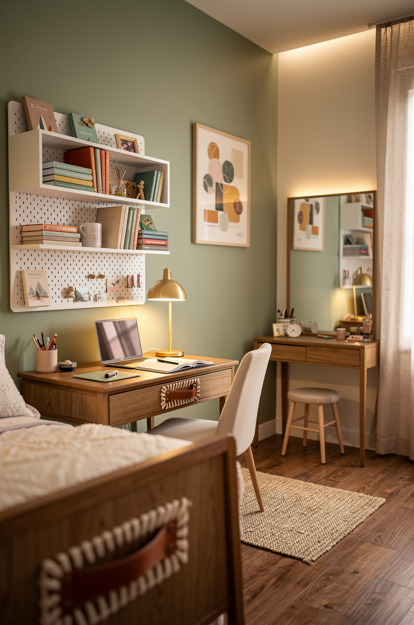 Use a Two-Zone Layout: Study Desk Separate From Vanity