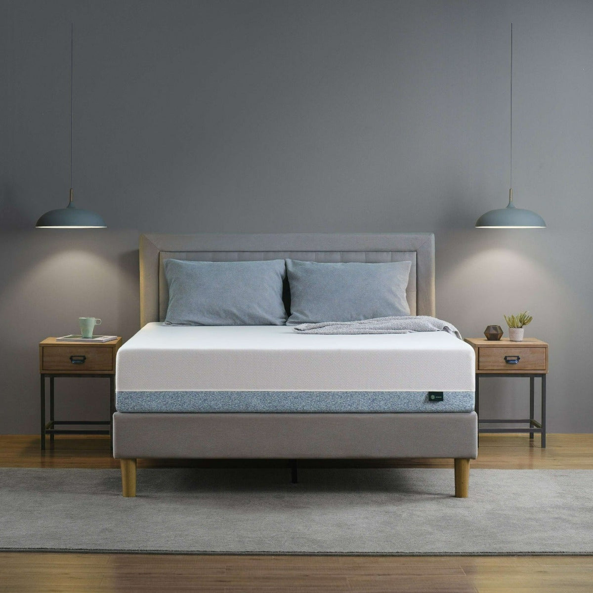 Zinus Original Green Tea Memory Foam Mattress on a bed
