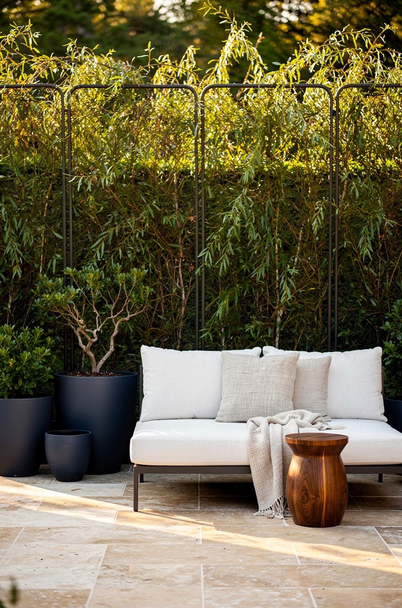 Weave willow branches through wire panels