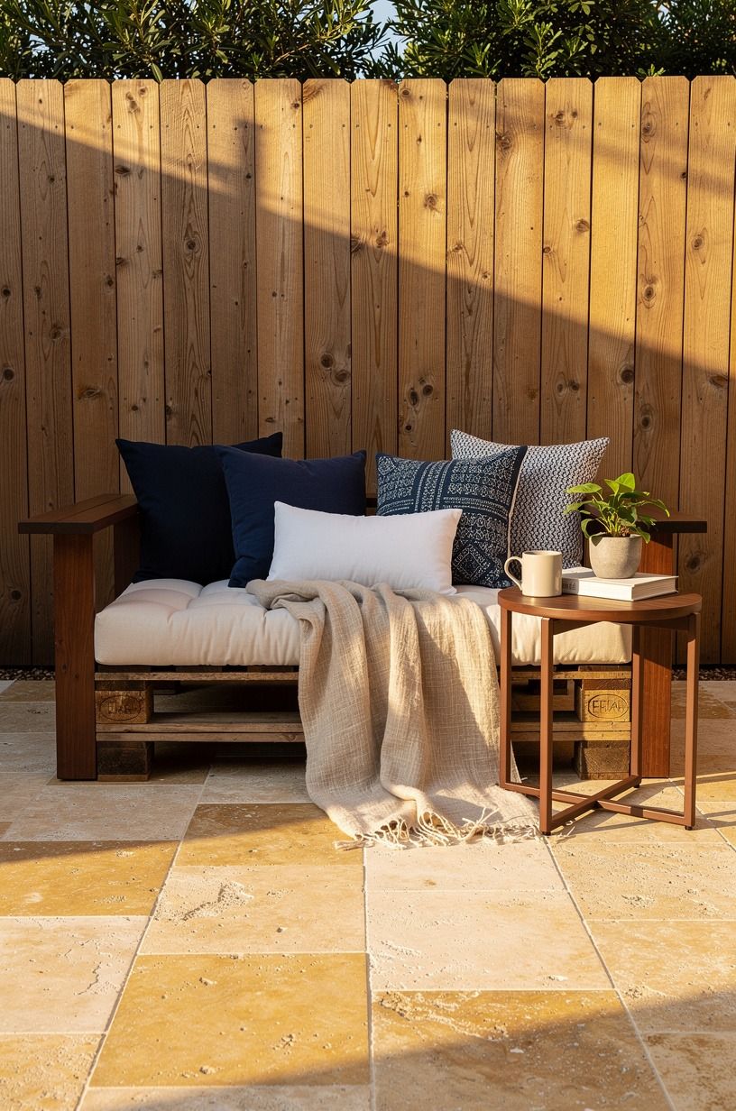 Wrapped the bench with outdoor cushions