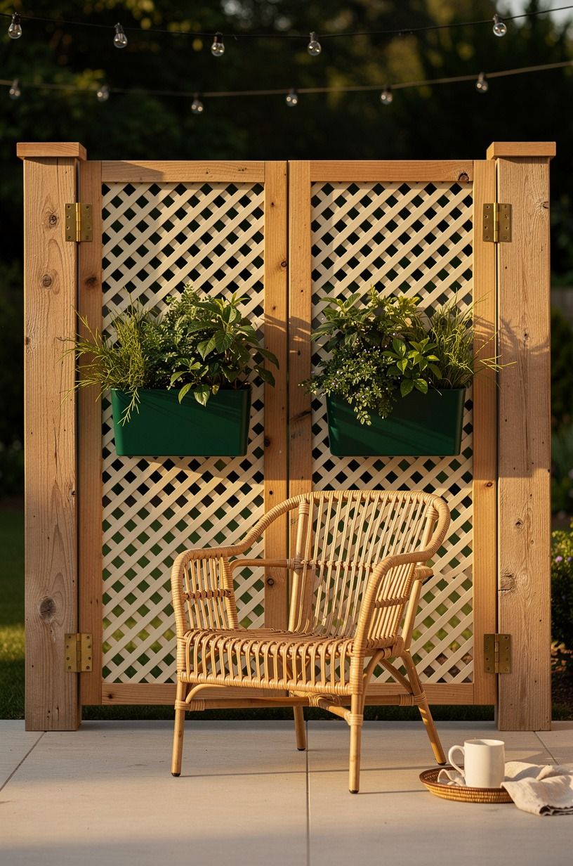 Mount lattice panels inside chunky cedar frames