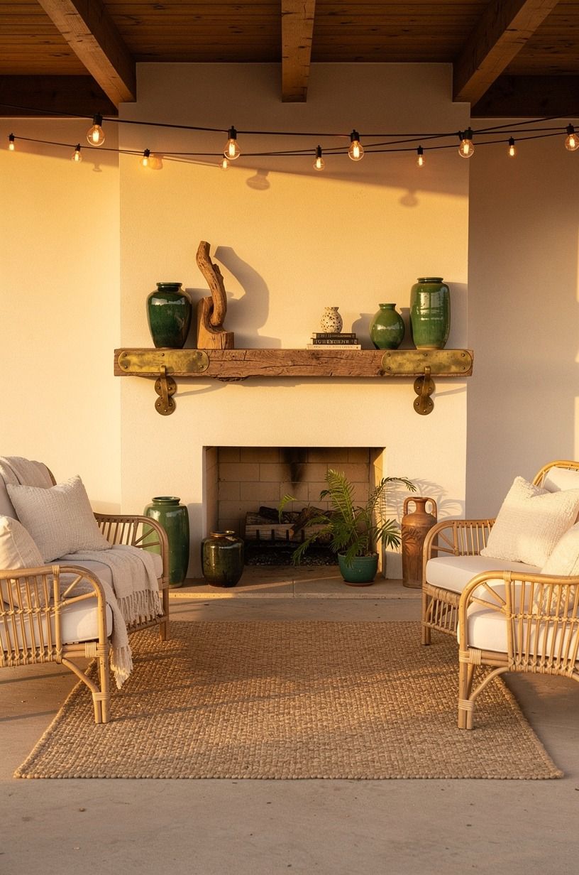 Lay a weather-treated rug in front of the hearth