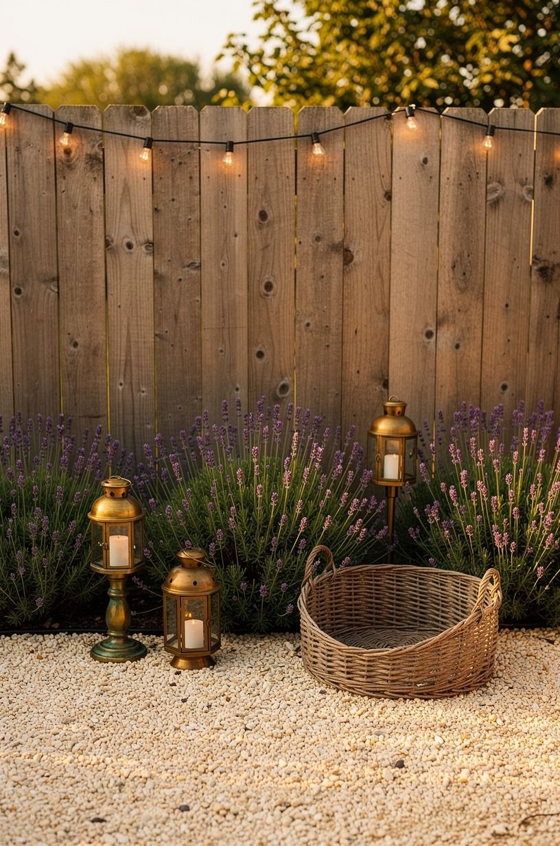 Plant lavender borders along the fence
