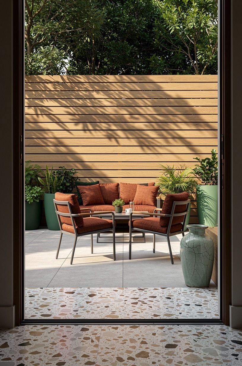 Stack horizontal pickets with tiny shadow lines