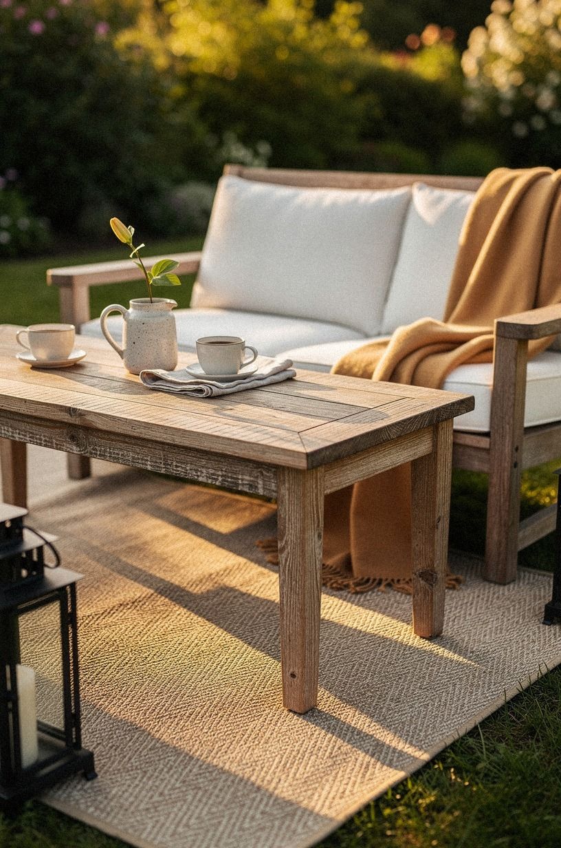 Anchor the nook with a washable outdoor rug