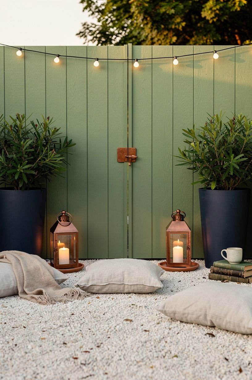 Paint plywood panels in soft garden green