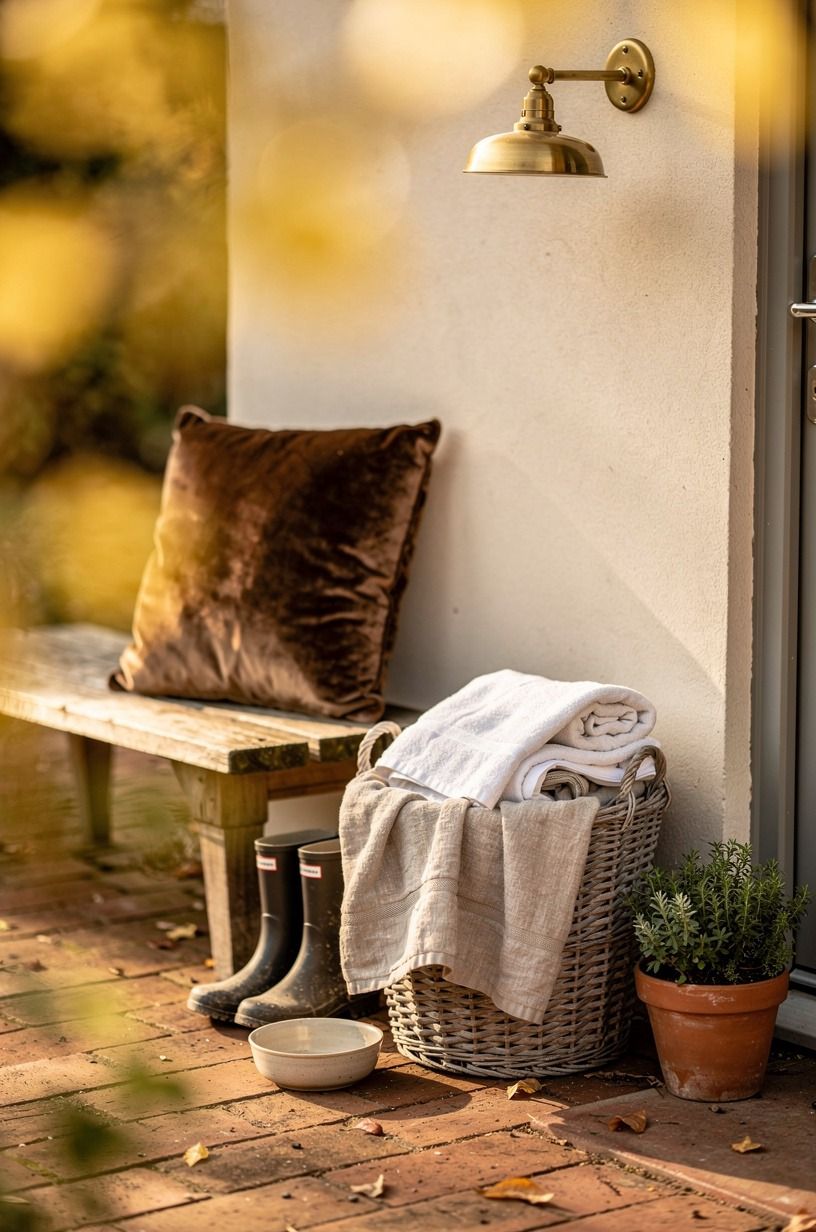 Keep a wicker basket for muddy towels