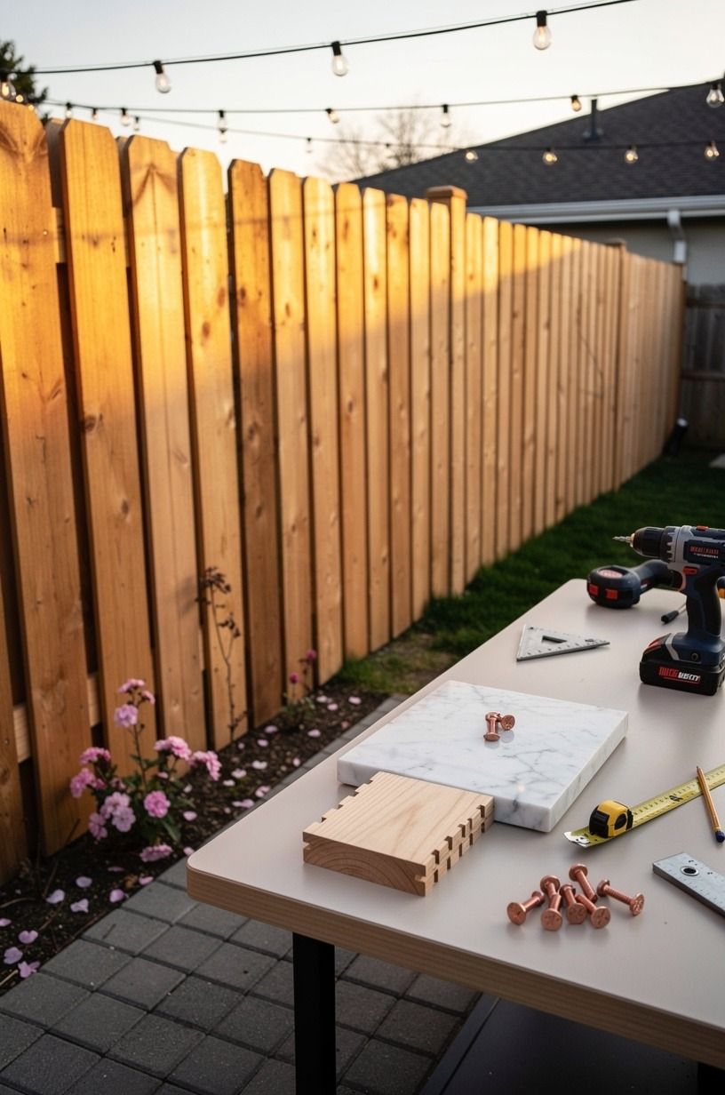I staggered cedar pickets for a tighter screen