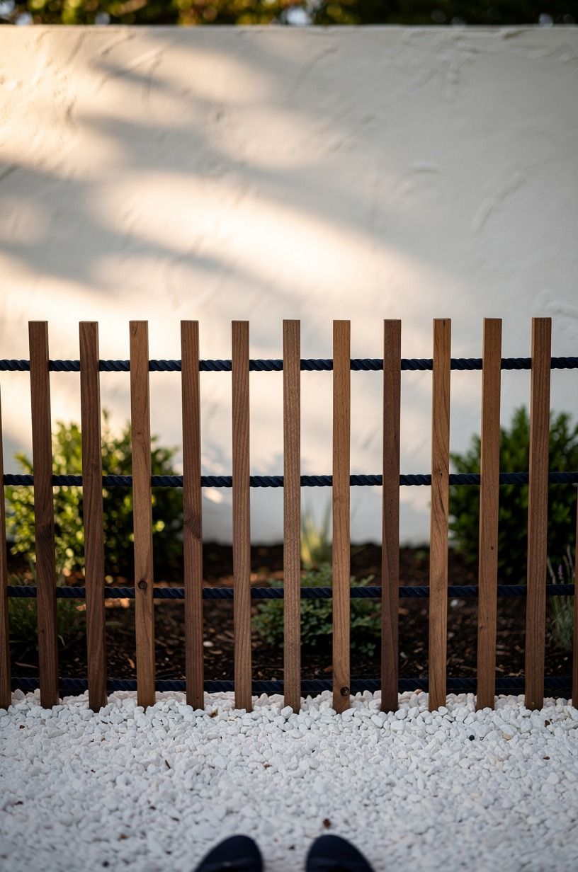 Run rope rails between slim timber posts