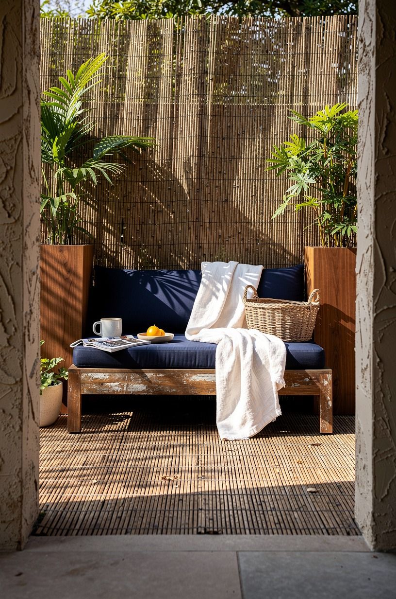 Made a privacy screen with reed fencing