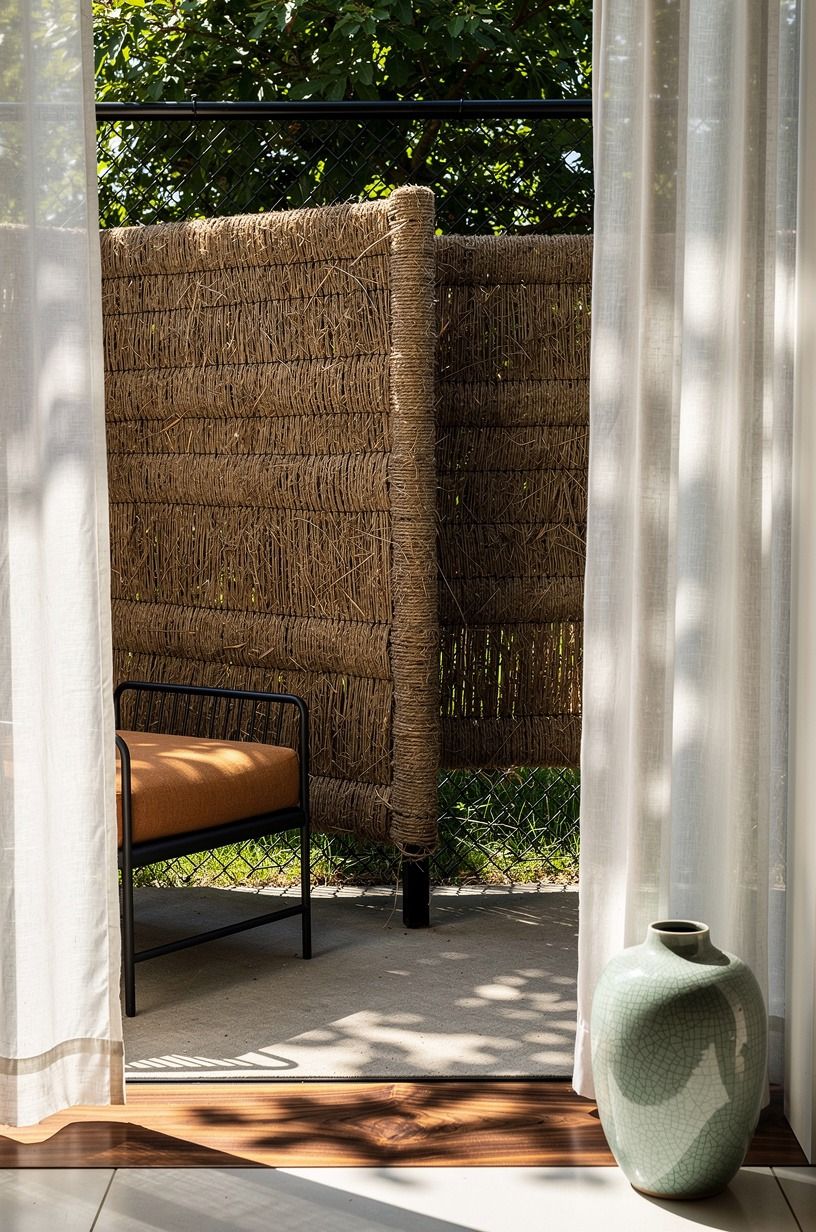Wrap chain link with woven reed rolls