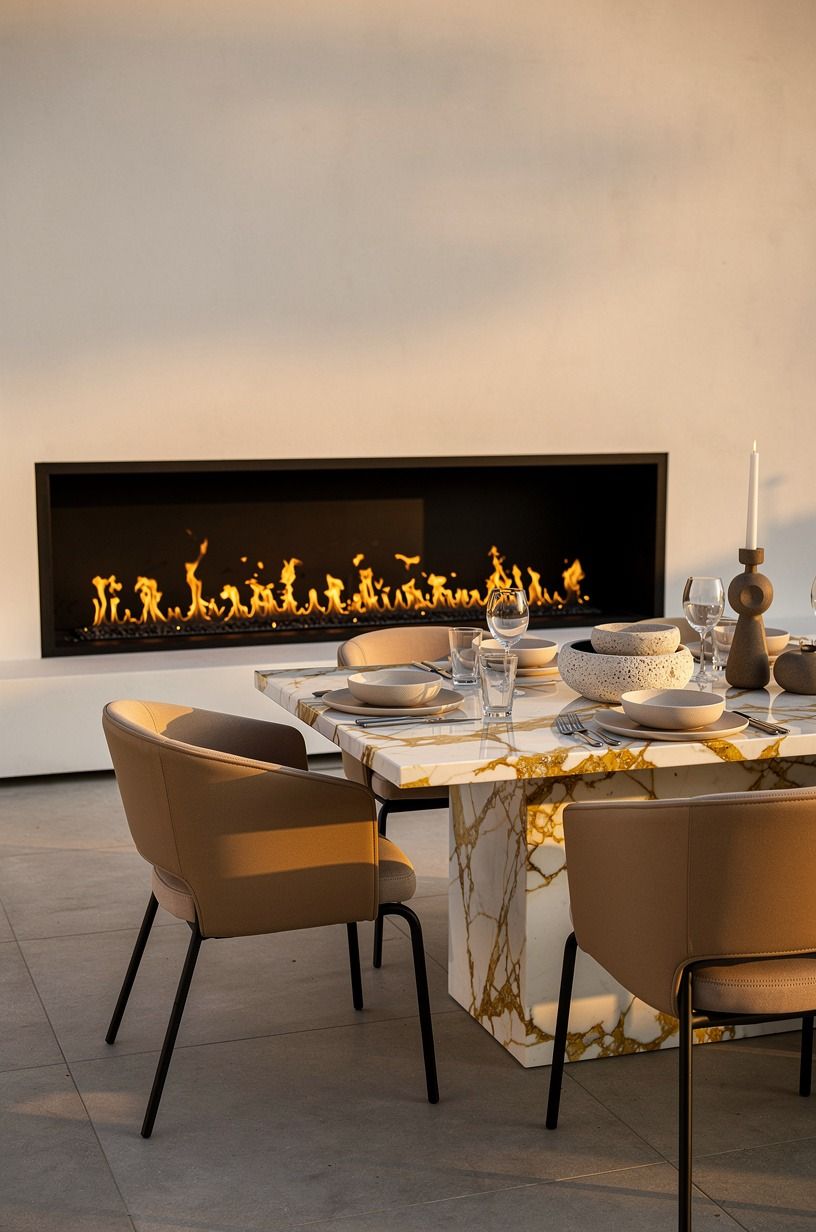 Create a dinner zone beside, not in front of, the flames