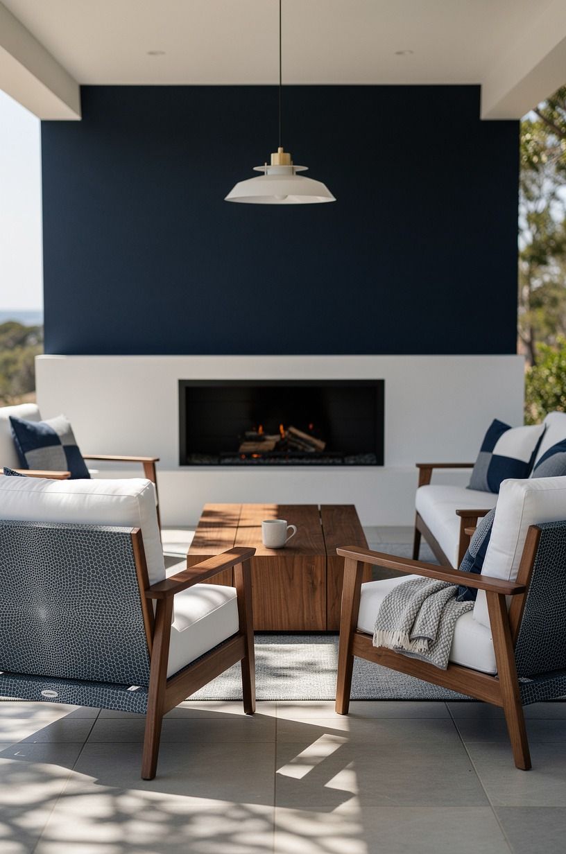 Hang a single pendant over the seating zone