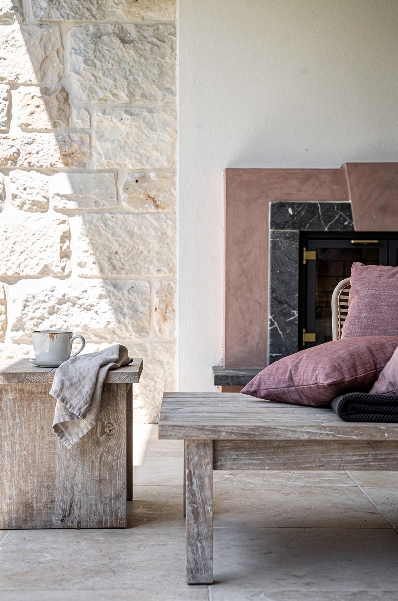 Mix stone and plaster instead of matching everything