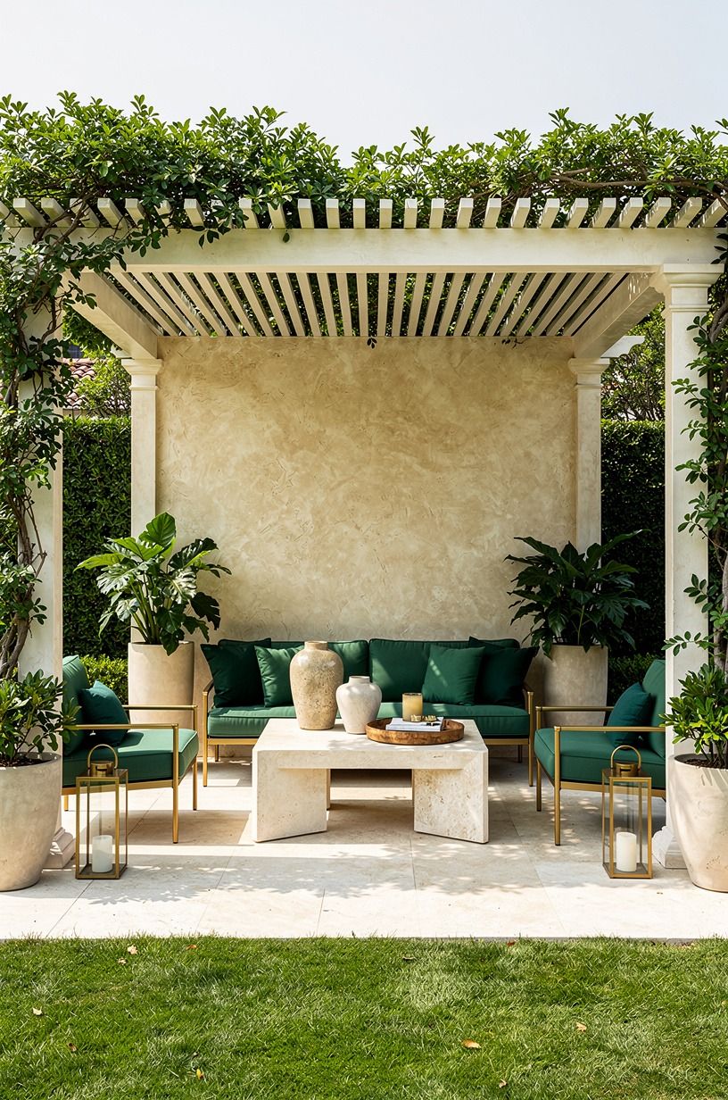 Raise a pergola with a slatted roof