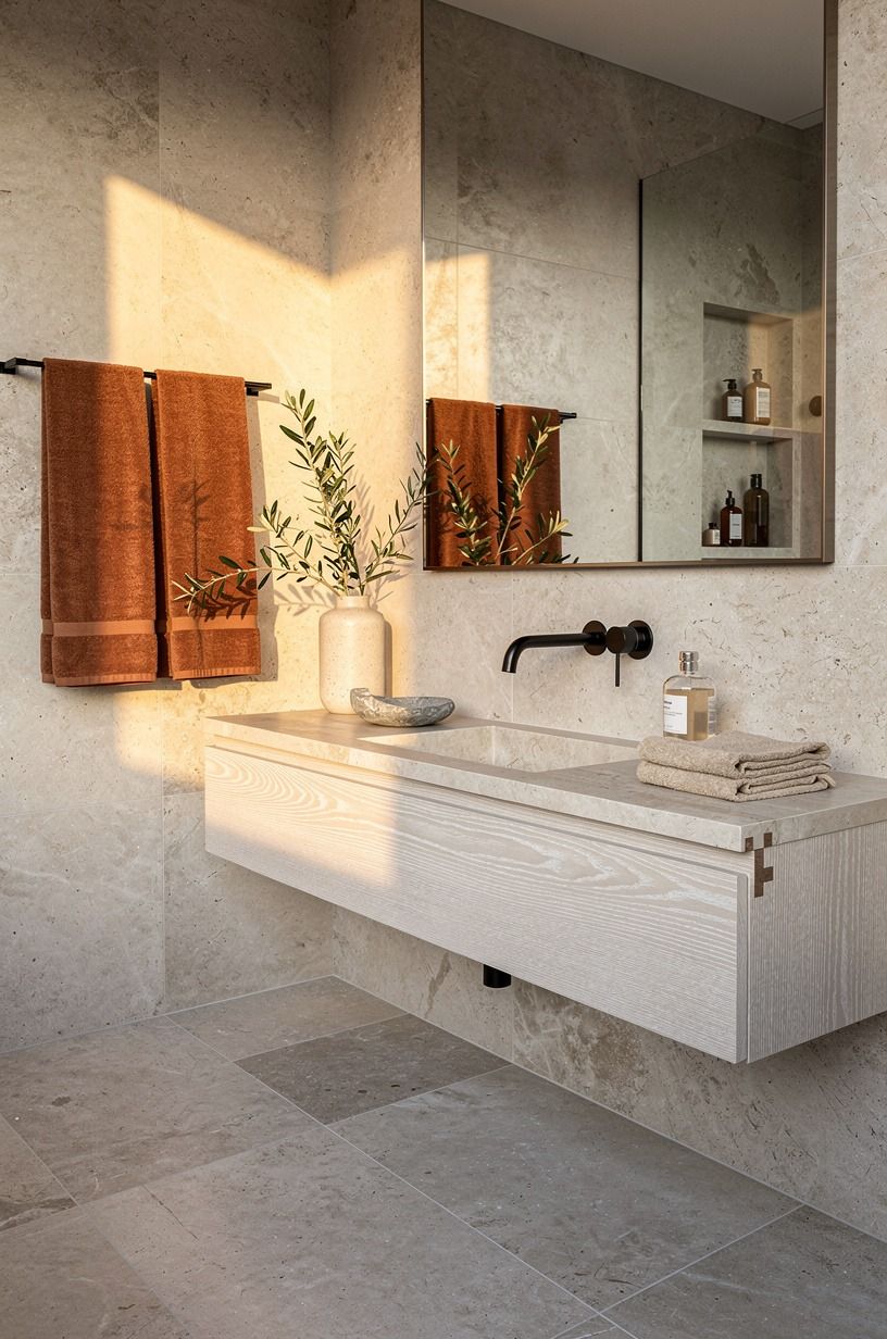 Choose honed limestone for the main floor