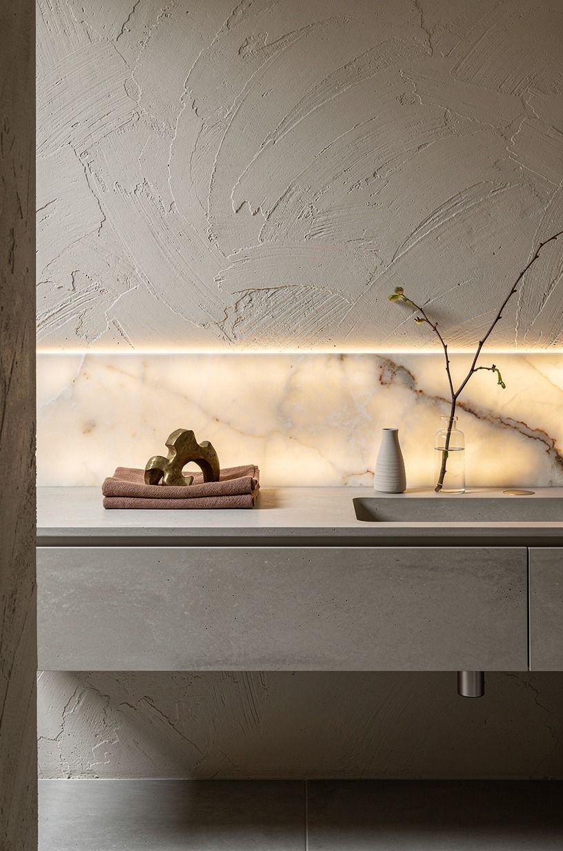 Pour a matching microcement vanity counter