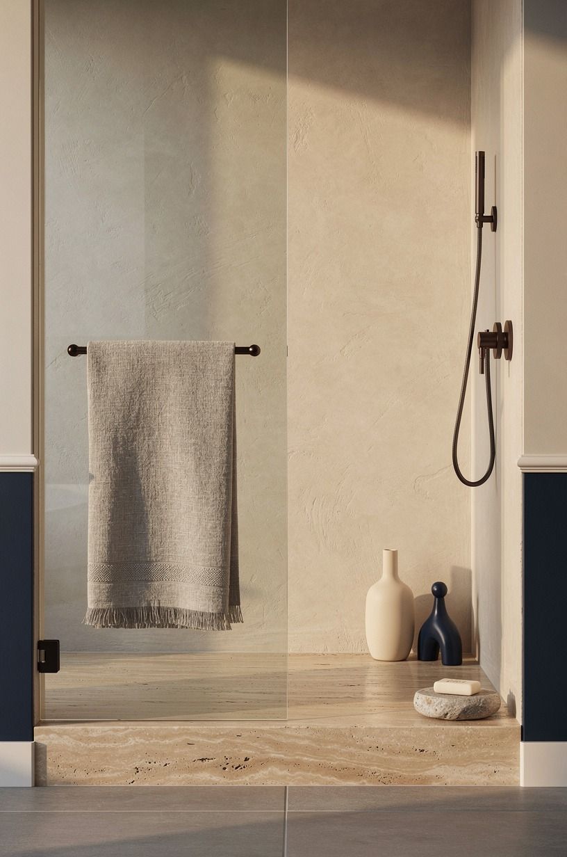 Wash the shower alcove in pale oyster lime
