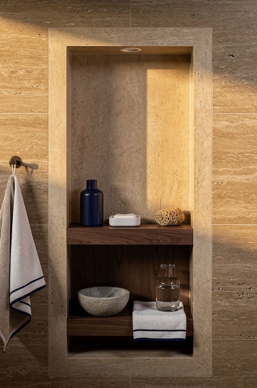 Wrap the shower niche in one stone