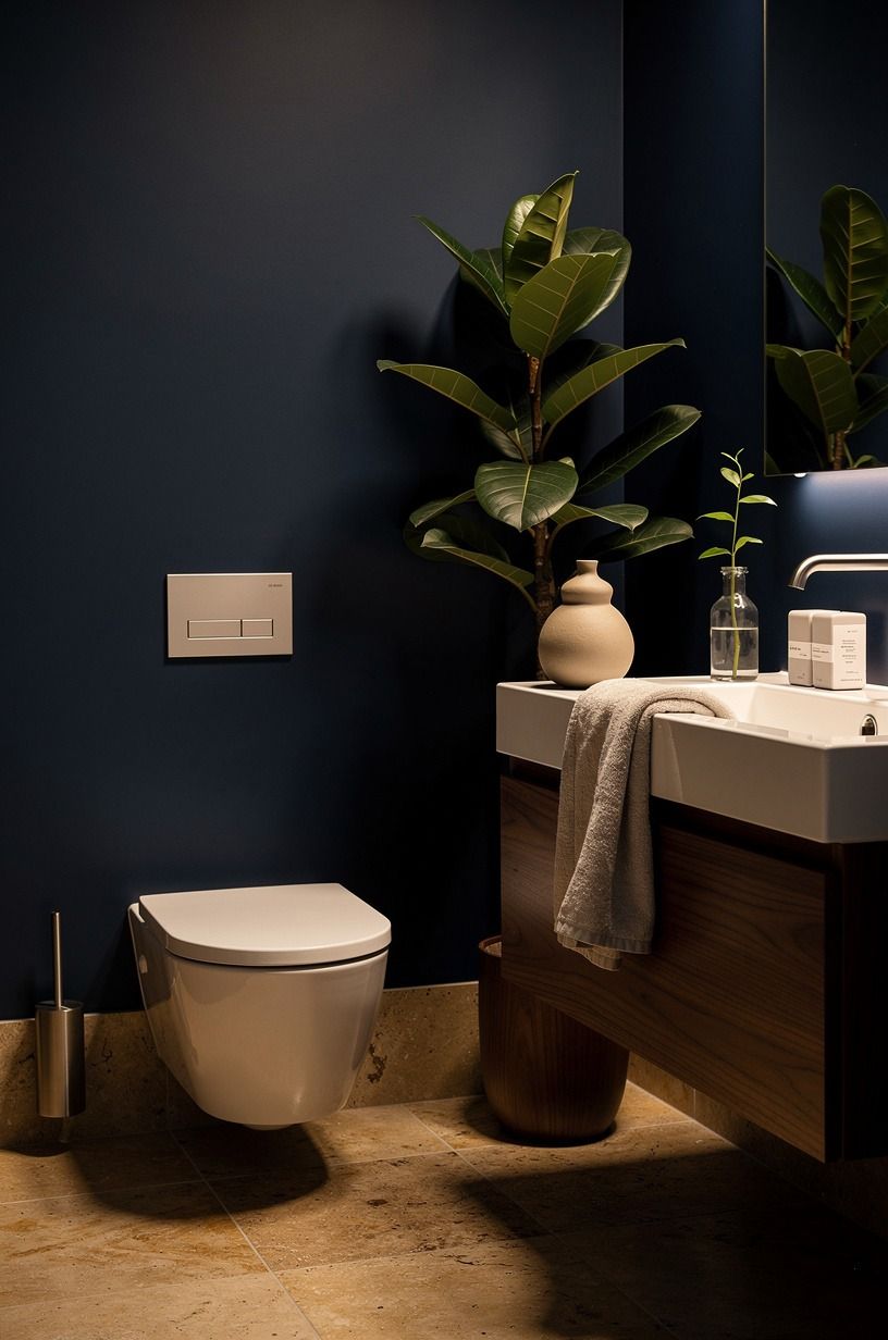 Anchor the toilet corner with cast iron plant