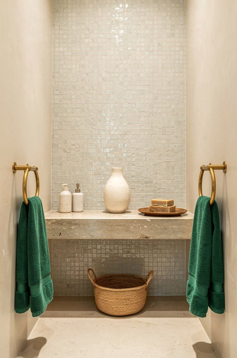 Set a stone shelf across the wet wall