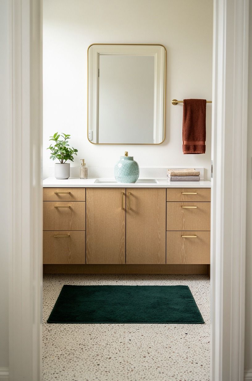 Add brass pulls before changing cabinets